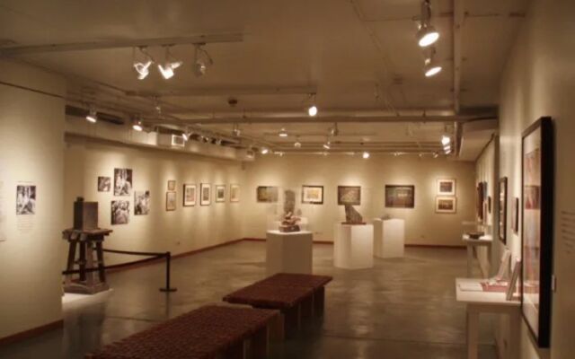 museum with studio lighting